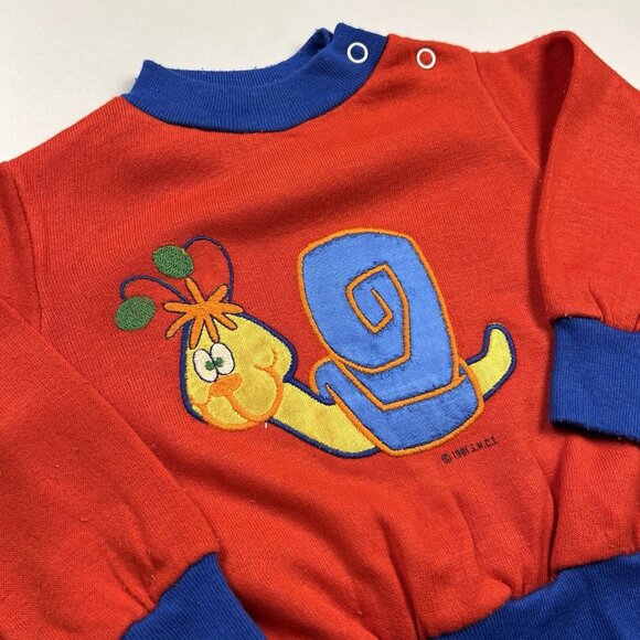 Vintage Krazy Kritters Baby Sweater Sweatshirt Red Snail Applique 24 Months - Picture 1 of 16